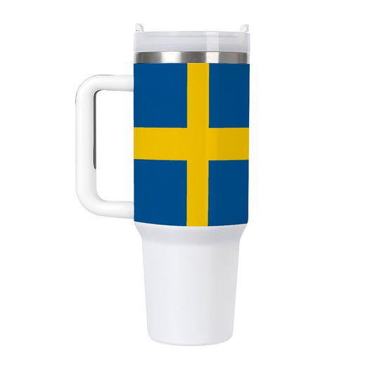 Sweden Flag tumbler with handle.