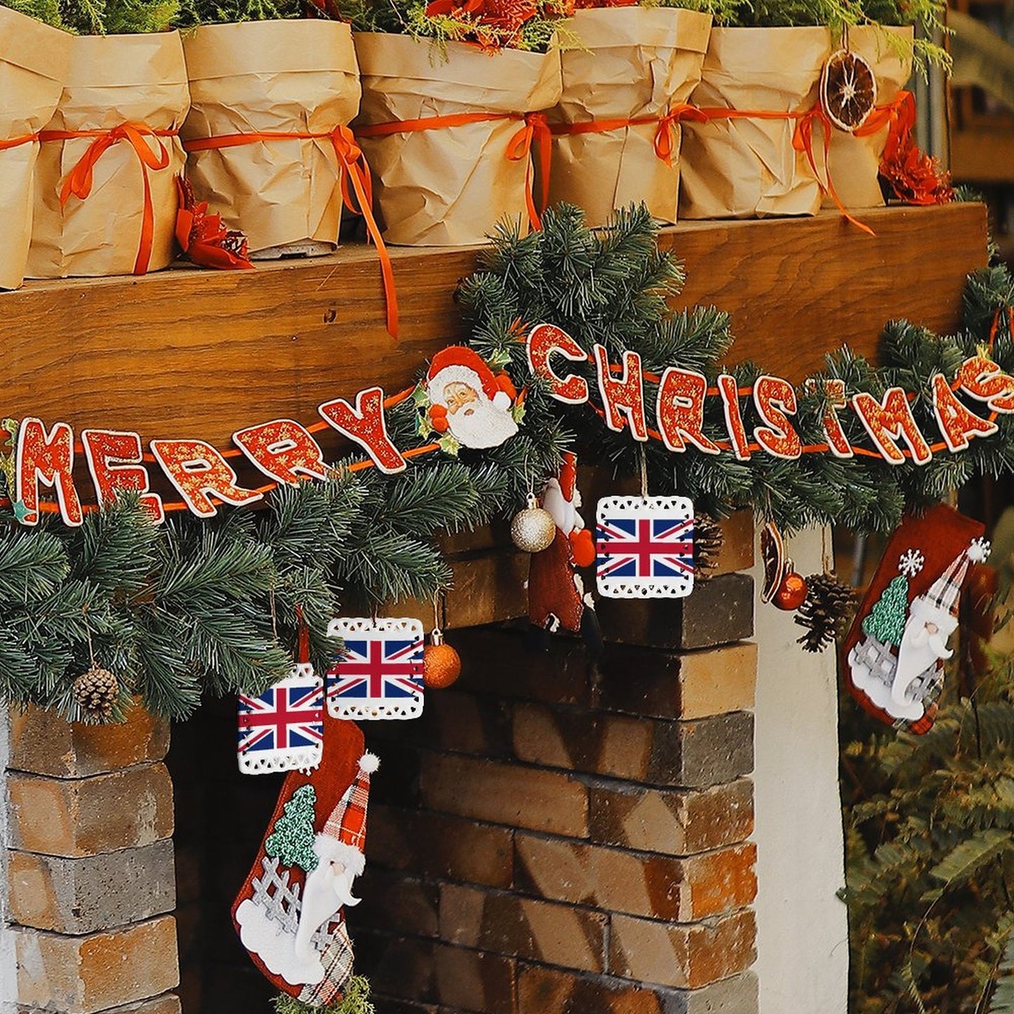 UK/Great Britain Flag Inspired Square Ceramic Ornament Made in the USA
