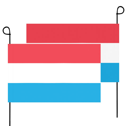 Red, white, blue flags on poles by Luv My Flag.