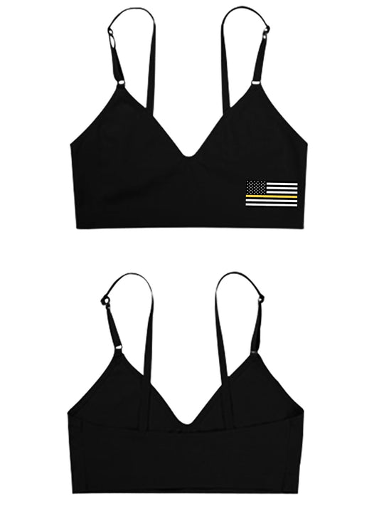 Thin Gold Line Flag Women's Seamless Bra | Ships from USA