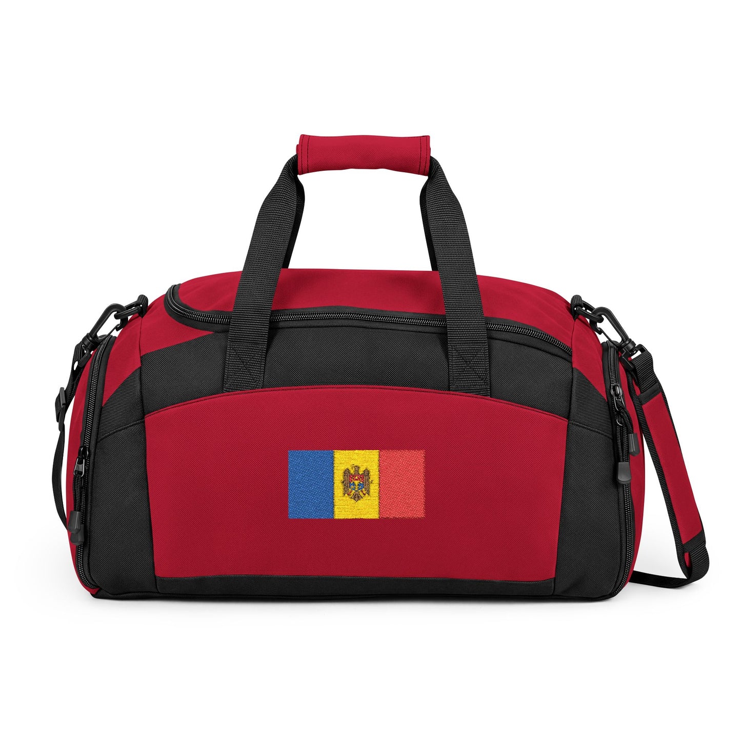Moldova Flag Gym Bag — Black Duffle with Embroidered Moldova Flag