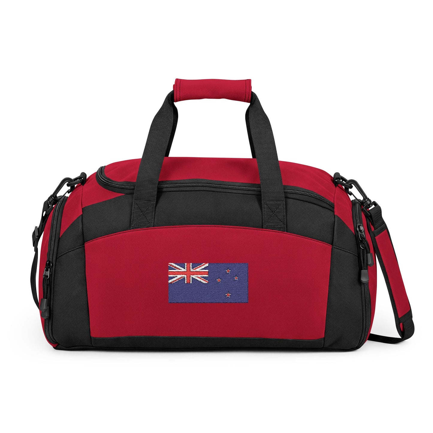 New Zealand Flag Gym Bag — Black Duffle with Embroidered New Zealand Flag
