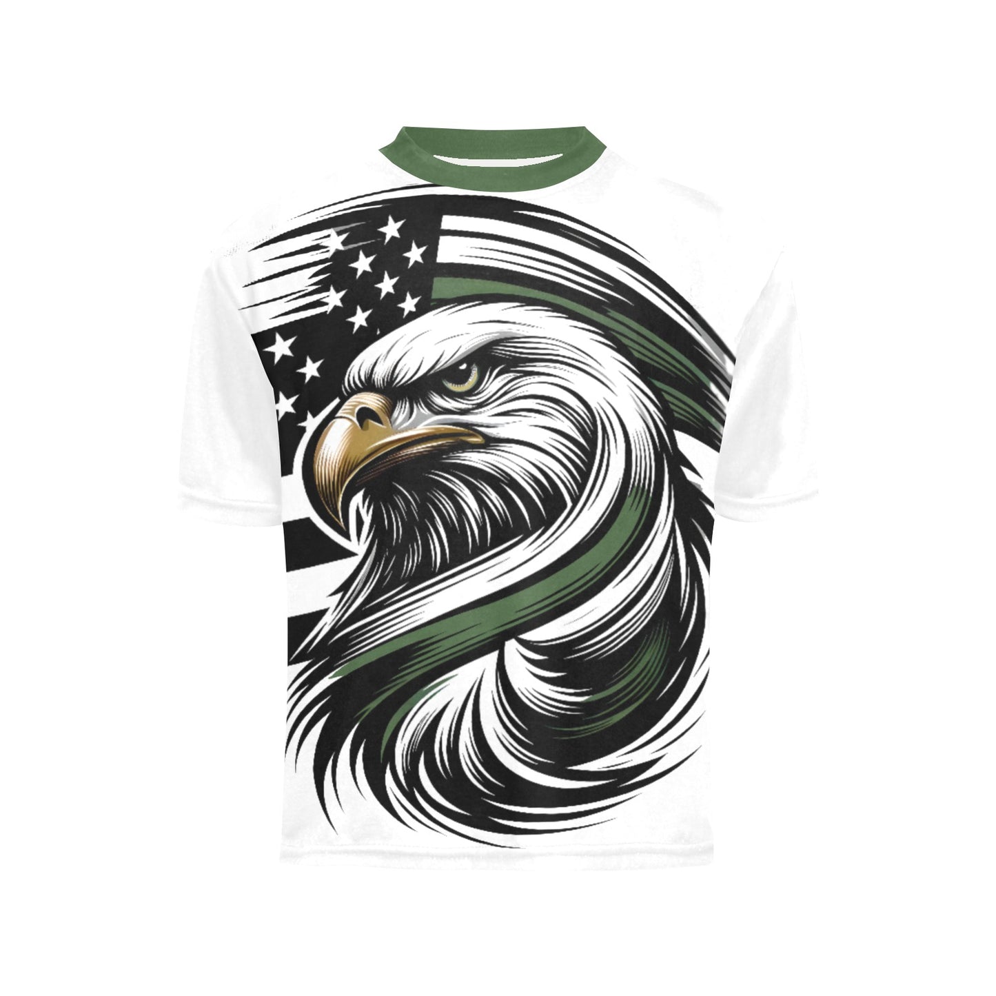 Thin Green Line Flag Eagle Boys Crew Neck T-Shirt Made in the USA