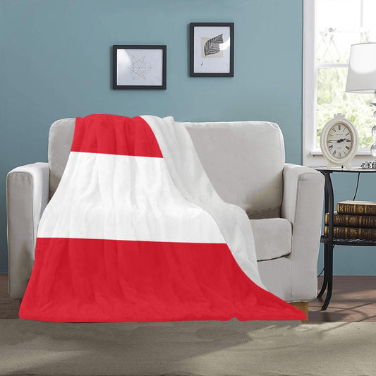 Cozy Luv My Flag throw with red and white stripes.