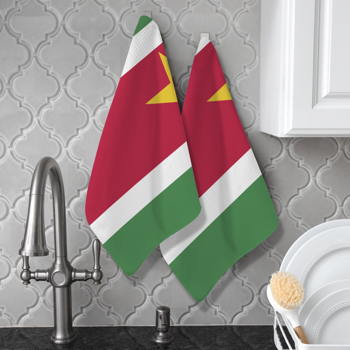 Suriname Flag Inspired Kitchen Towel 40X60cm (Pack of 2) | Printed In the USA