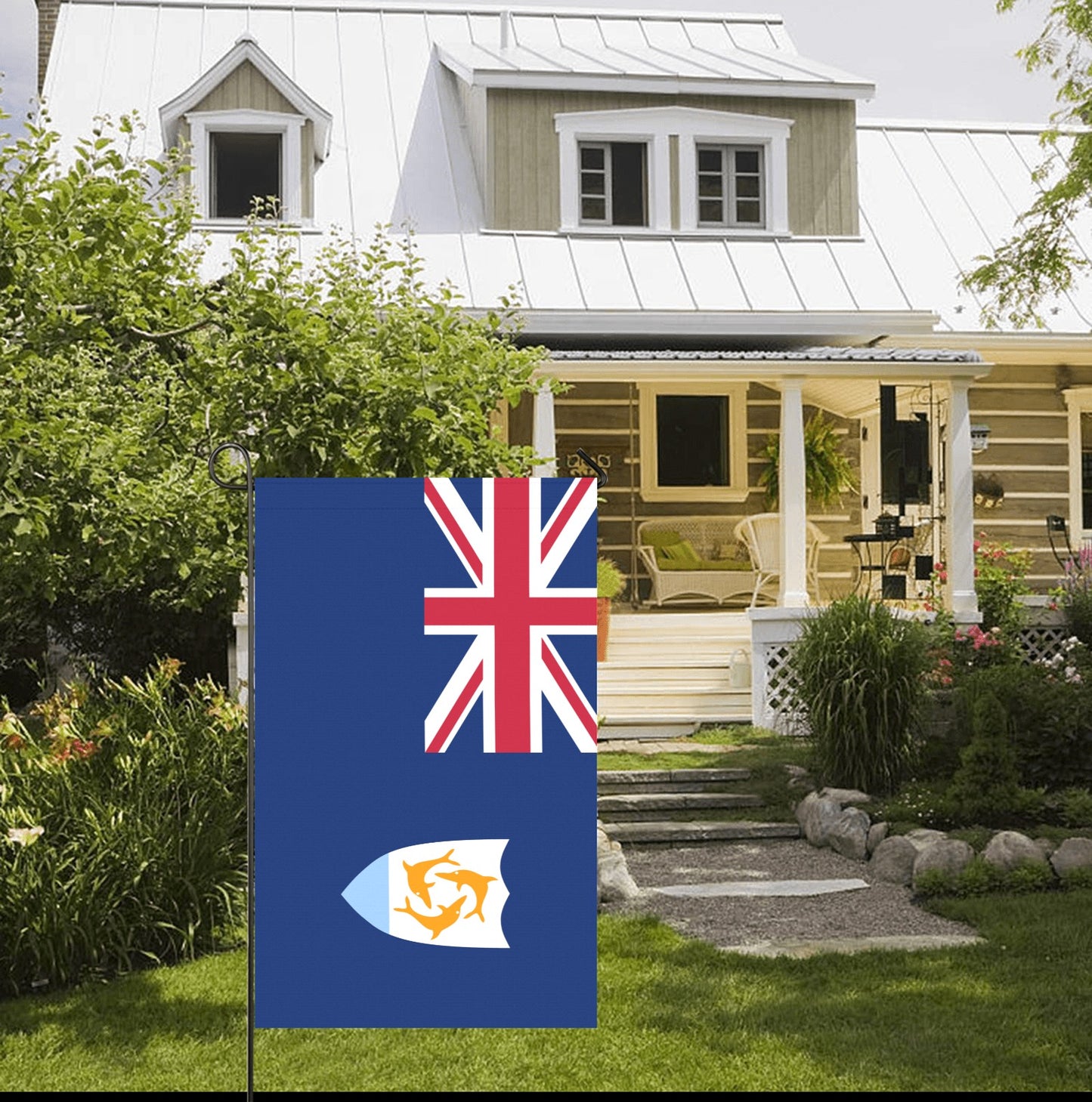 Housefront with Anguilla flag by Luv My Flag brand.