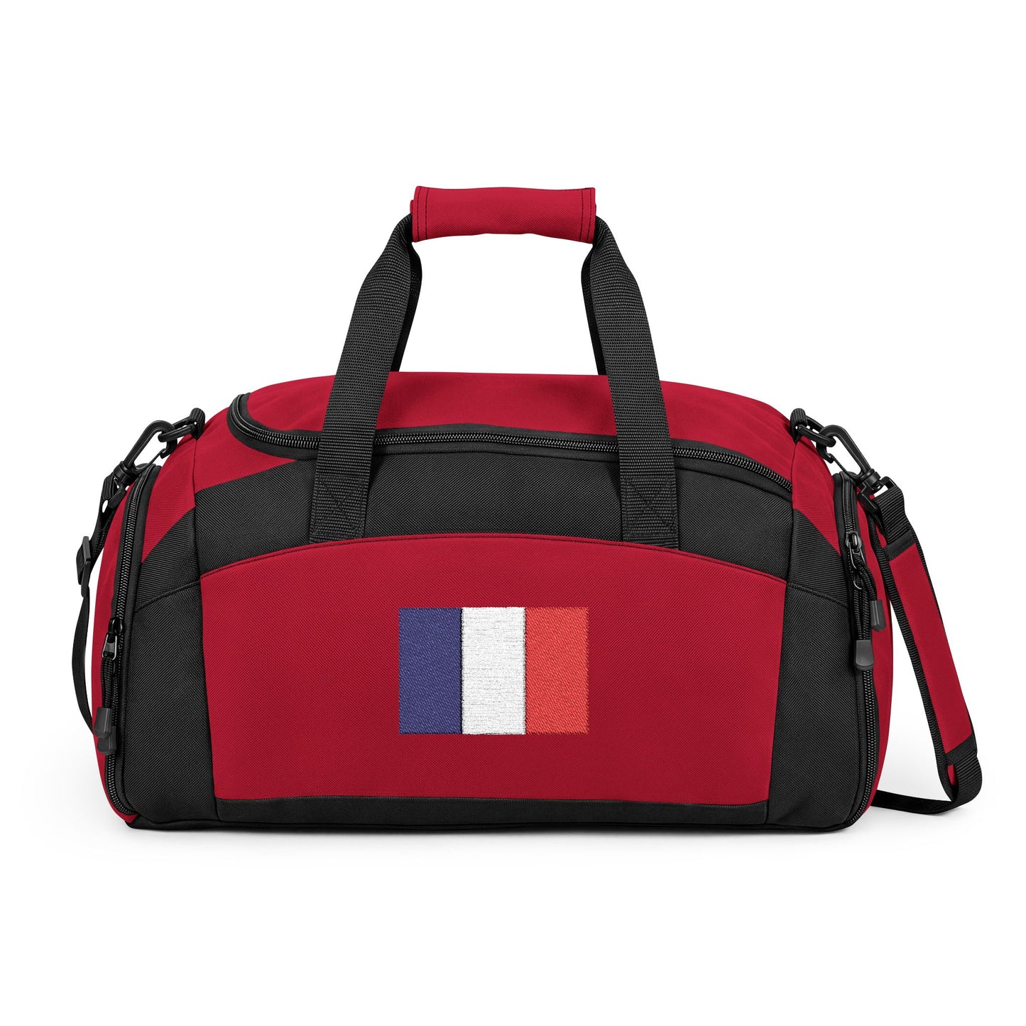 France Flag Gym Bag — Black Duffle with Embroidered France Flag