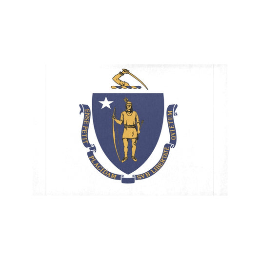 Massachusetts state flag with blue shield, by Luv My Flag.
