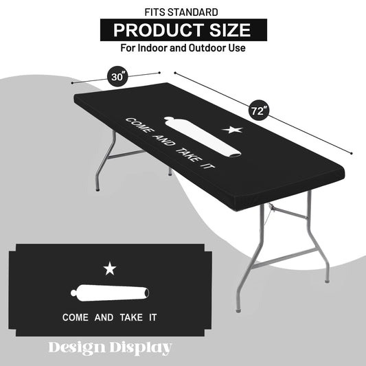 Come and Take It Flag Inspired Custom Elastic Fitted Tablecloth 72x30 inch (Made in the USA)