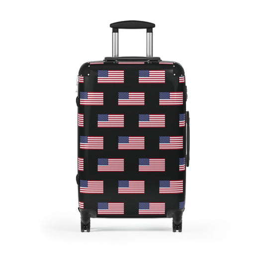 USA/American Flag Inspired Pattern on Black, Suitcase