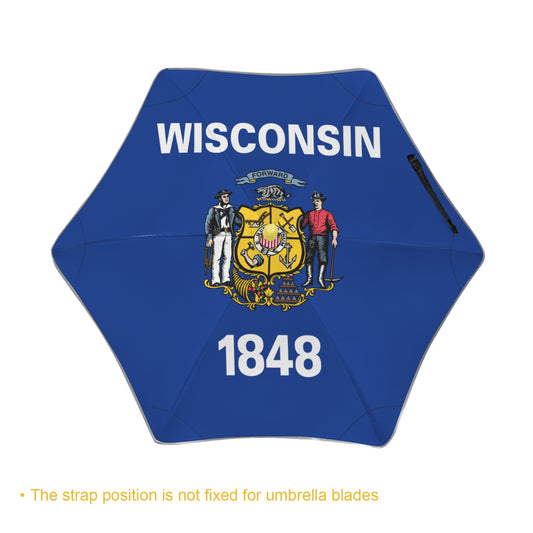Wisconsin Flag Inspired Kids Safe Round Corner Umbrella