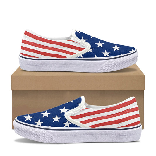 American Flag Inspired Patriotic Slip-On Canvas Sneakers USA Pride - Luv My Flag