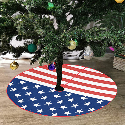 USA/America Flag Thick Christmas Tree Skirt 47" x 47"