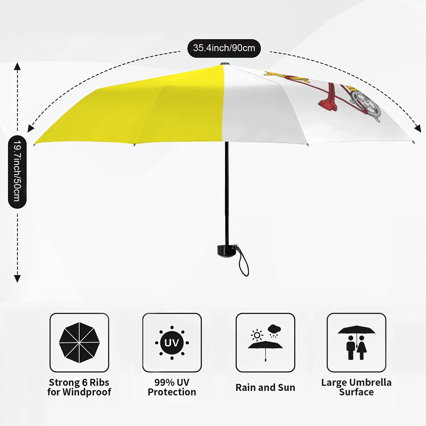 Vatican City Flag Inspired Mini Compact Umbrella