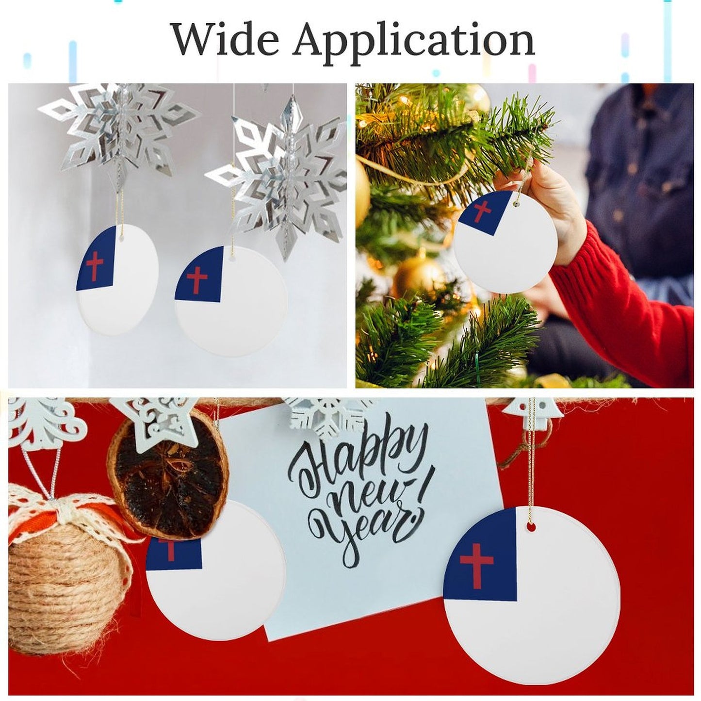 Christian Flag Inspired Circle Ceramic Ornament Made in USA Circle Ceramic Ornament (Made in USA)