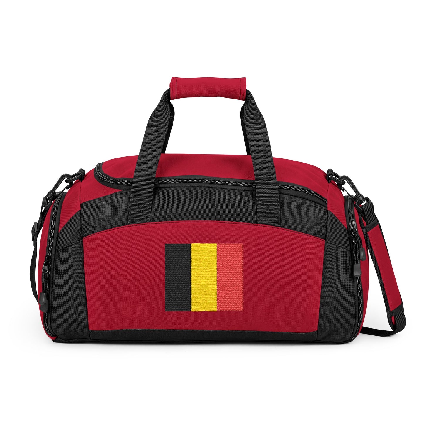 Belgium Flag Gym Bag — Black Duffle with Embroidered Belgium Flag