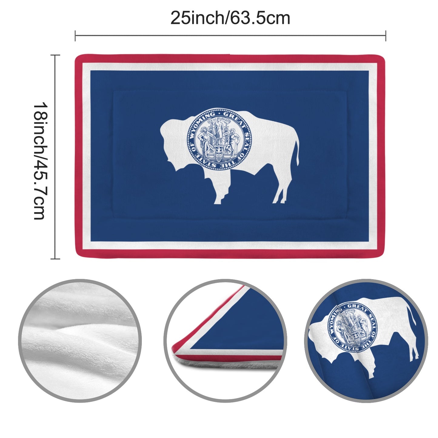 Wyoming Flag Inspired Pet Mat 25x18inch (Made in the USA)