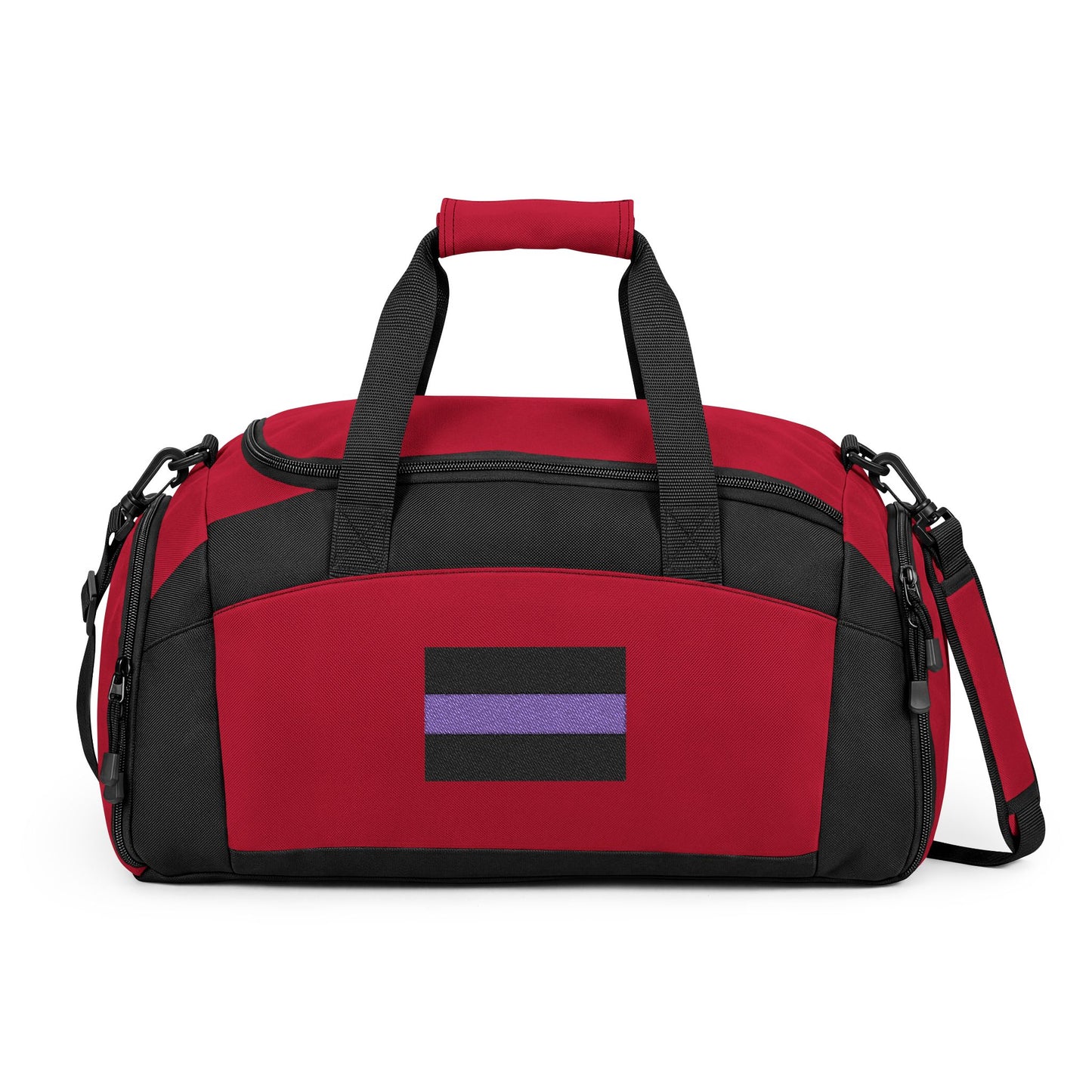 Thin Blue Line Flag Gym Bag — Black Duffle with Embroidered Thin Blue Line Flag (Style-2)