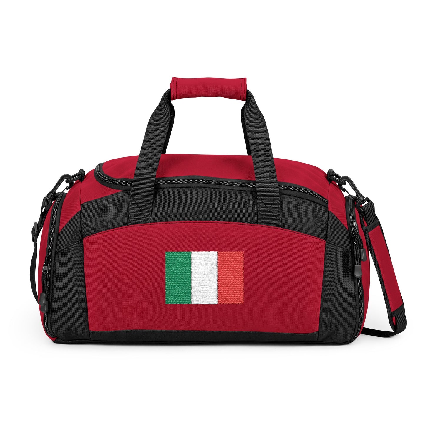 Italy Flag Gym Bag — Black Duffle with Embroidered Italy Flag