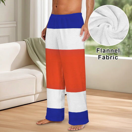 Costa Rica Flag Inspired Men's Flannel Pajama Trousers Printed in the USA