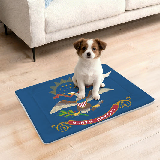 North Dakota Flag Inspired Pet Mat 25x18inch (Made in the USA)