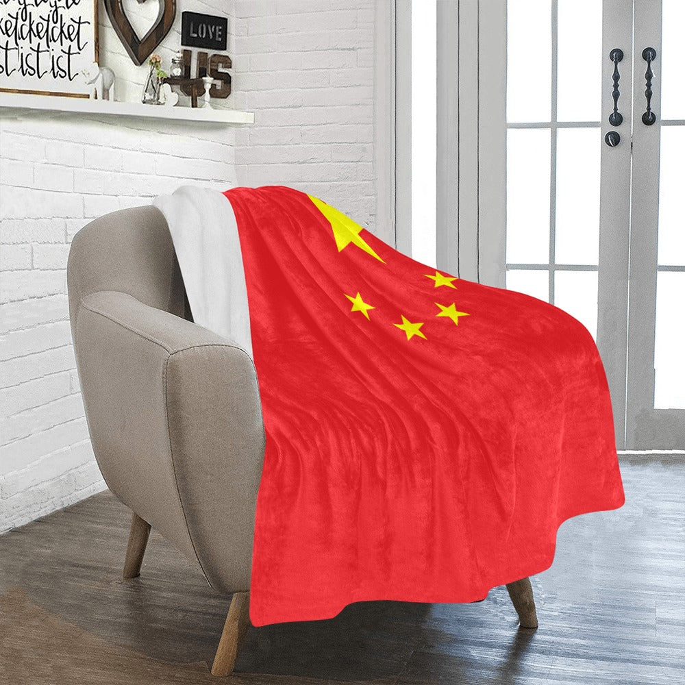 Red and yellow flag blanket on chair, Luv My Flag.