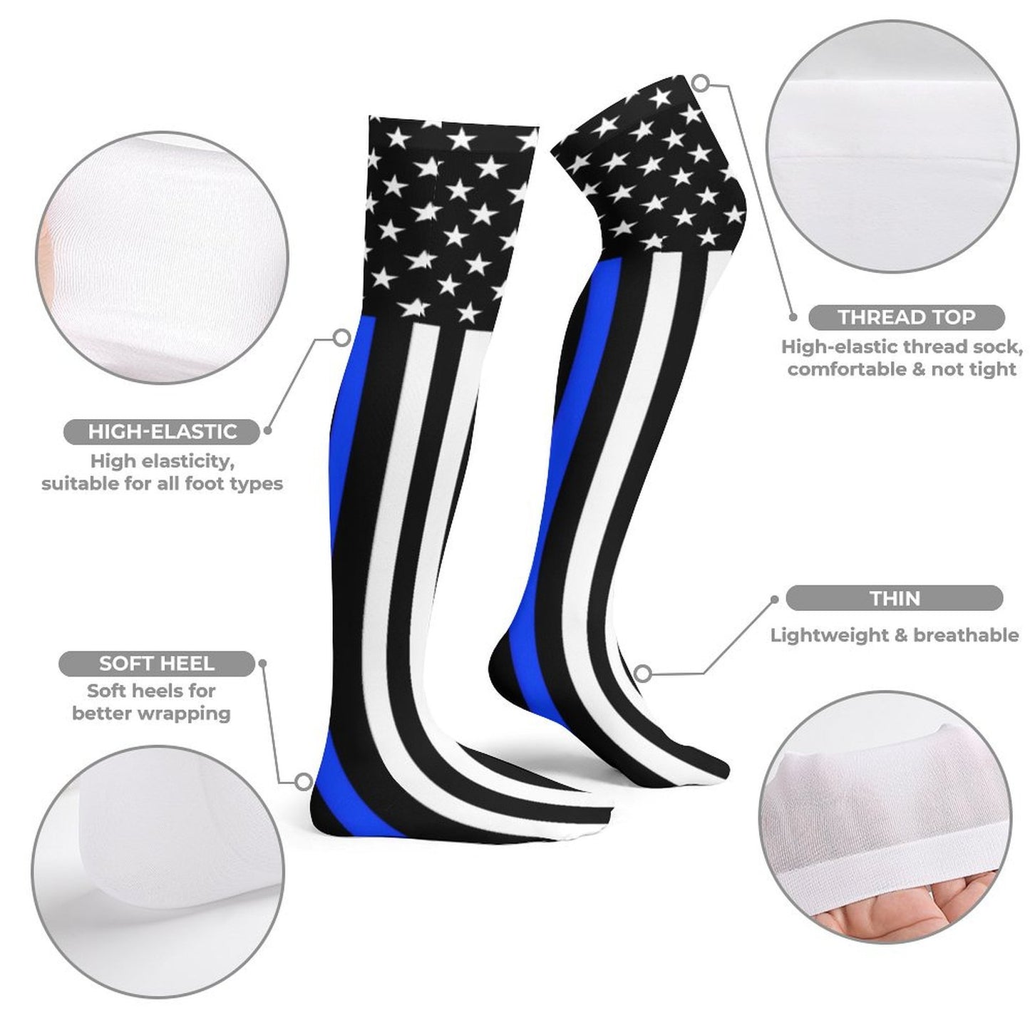 Thin Blue Line Flag Trendy Stockings(Long)
