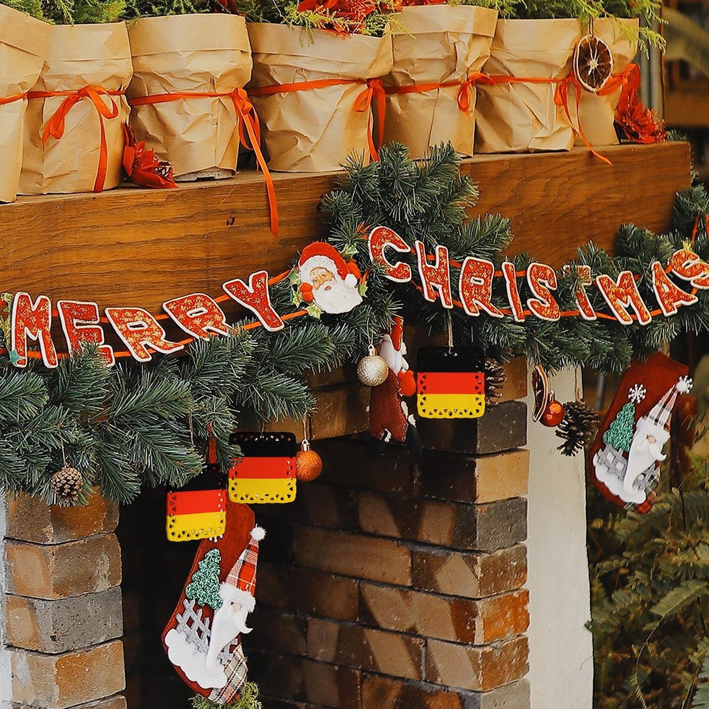 Germany Flag Inspired Square Ceramic Ornament Made in the USA