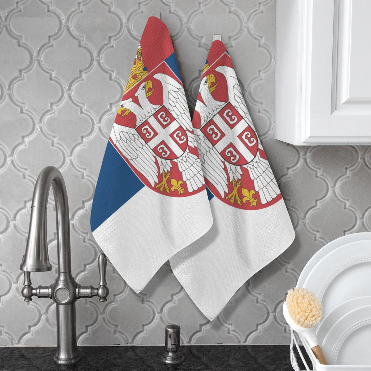 Serbia Flag Inspired Kitchen Towel 40X60cm (Pack of 2) | Printed In the USA