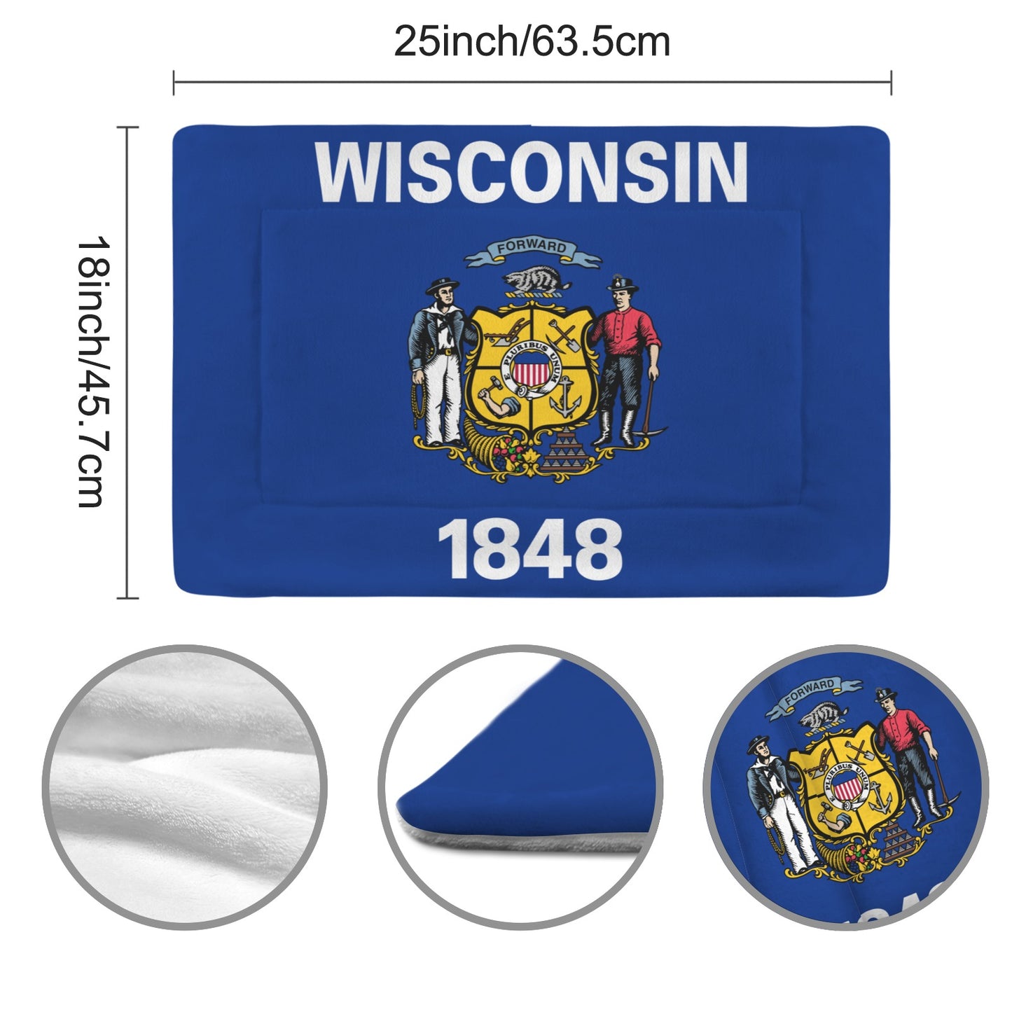 Wisconsin Flag Inspired Pet Mat 25x18inch (Made in the USA)