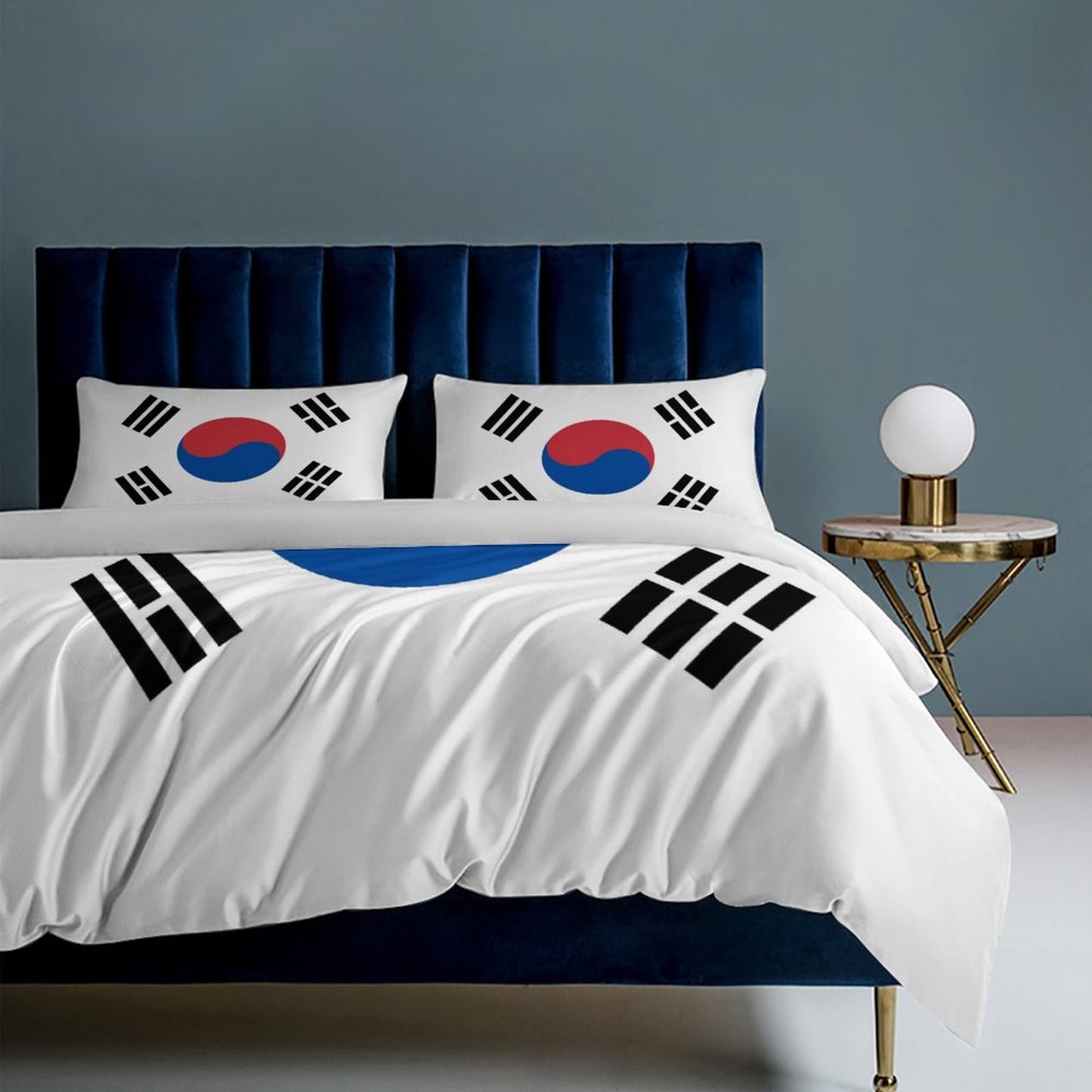 South Korea Flag Inspired 3-Piece Bedding Set (1 Duvet Cover + 2 Pillow Shams) – 102"×90"