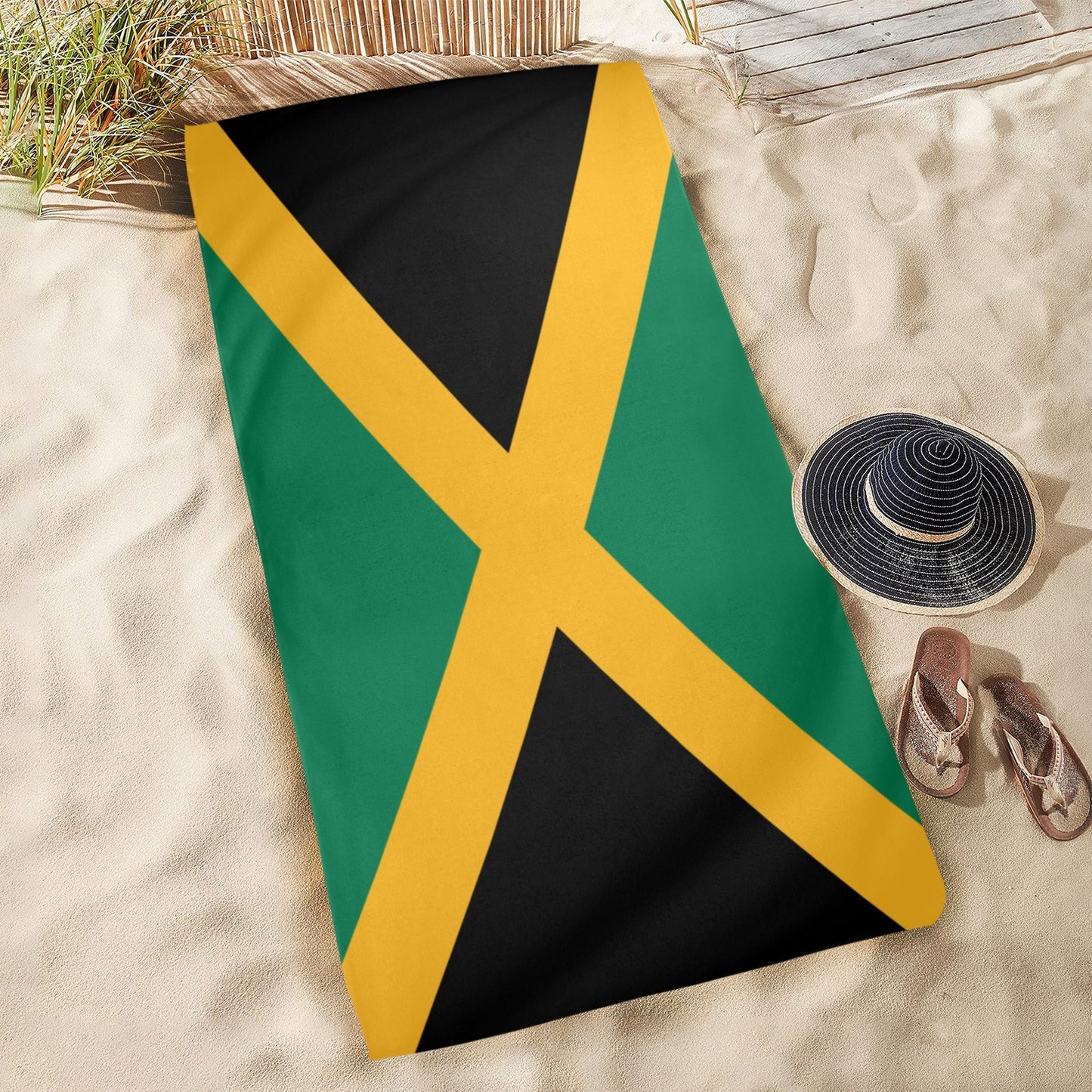 Jamaica Flag Inspired Beach Towel 31"x71" (Made in USA)