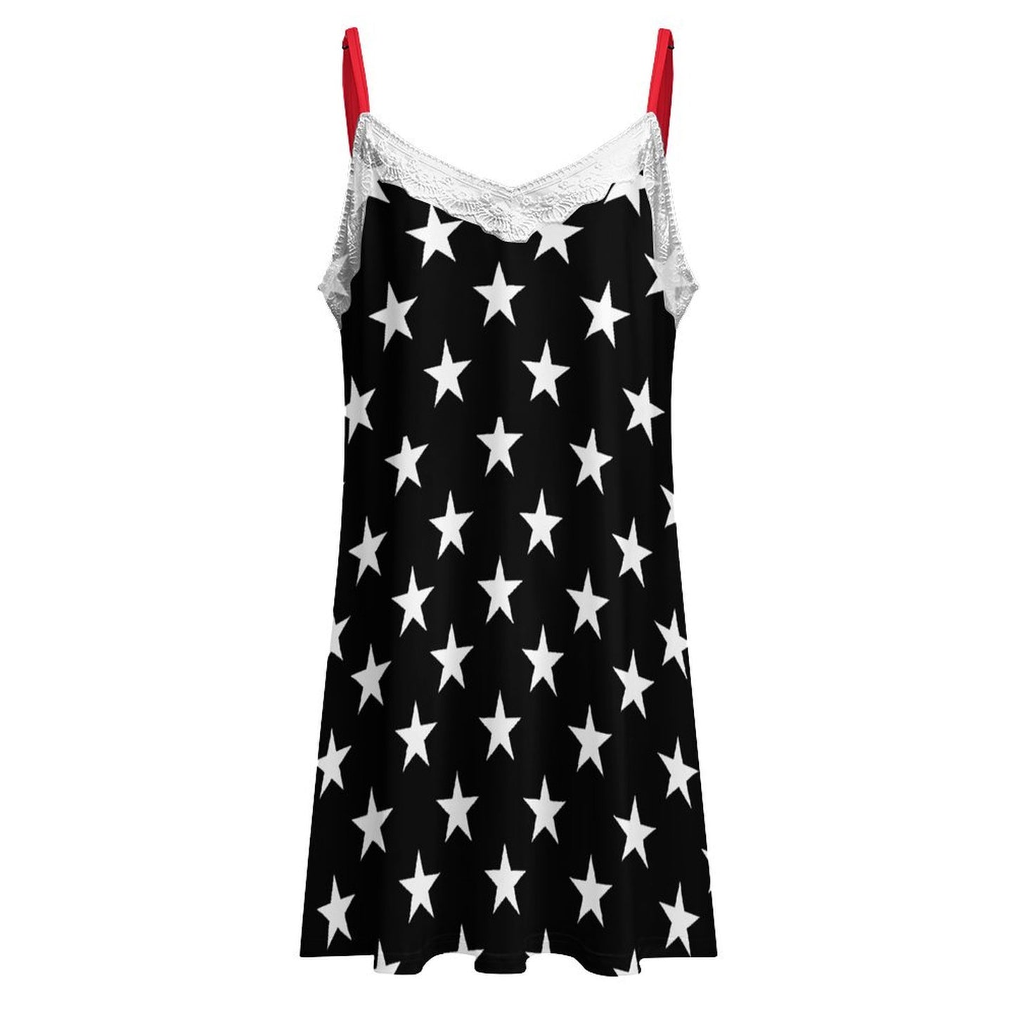 Thin Red Line Flag Inspired Lace Trim Camisole Nightgown