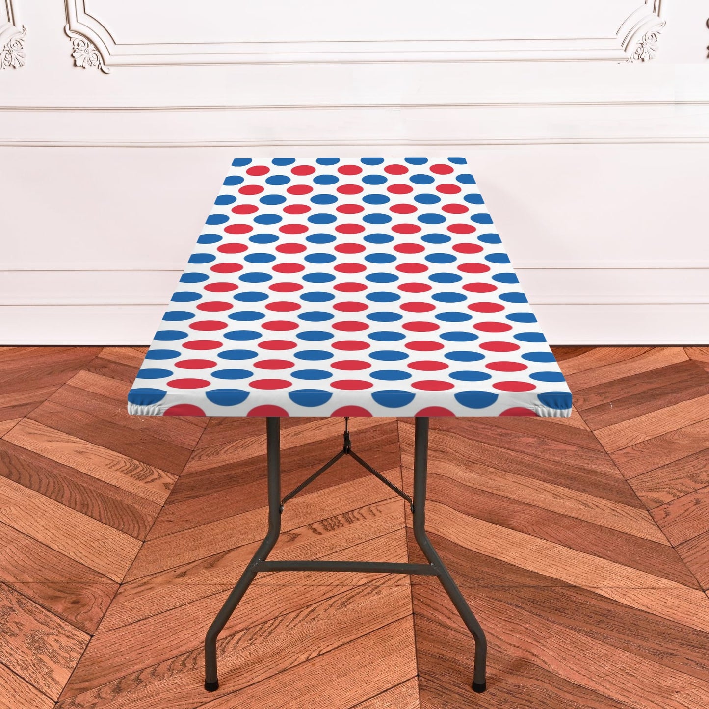 USA/American Flag Inspired Polka Dot Pattern Custom Elastic Fitted Tablecloth 72x30 inch (Made in the USA)