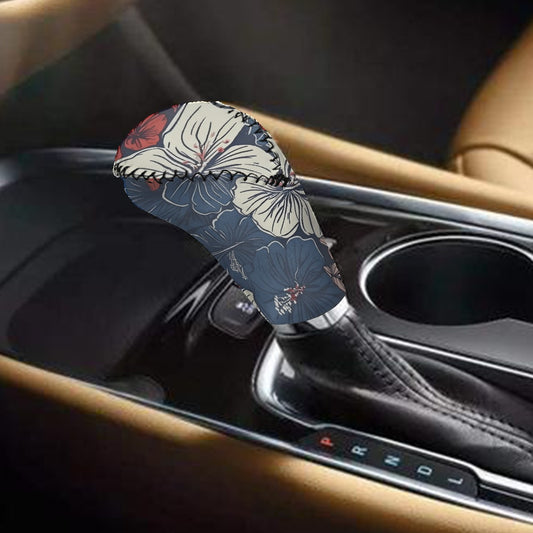 USA/American Flag Inspired Hawaiian Floral Pattern Gear Lever Cover+Hand Brake Cover