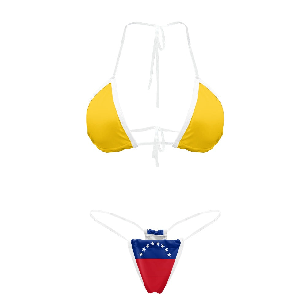 Venezuela Flag Inspired Transparent String Thong Bikini