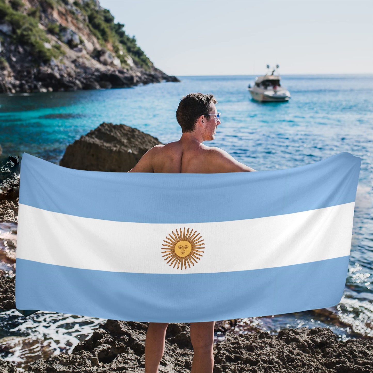 Argentina Flag Inspired Beach Towel 31"x71" (Made in USA)