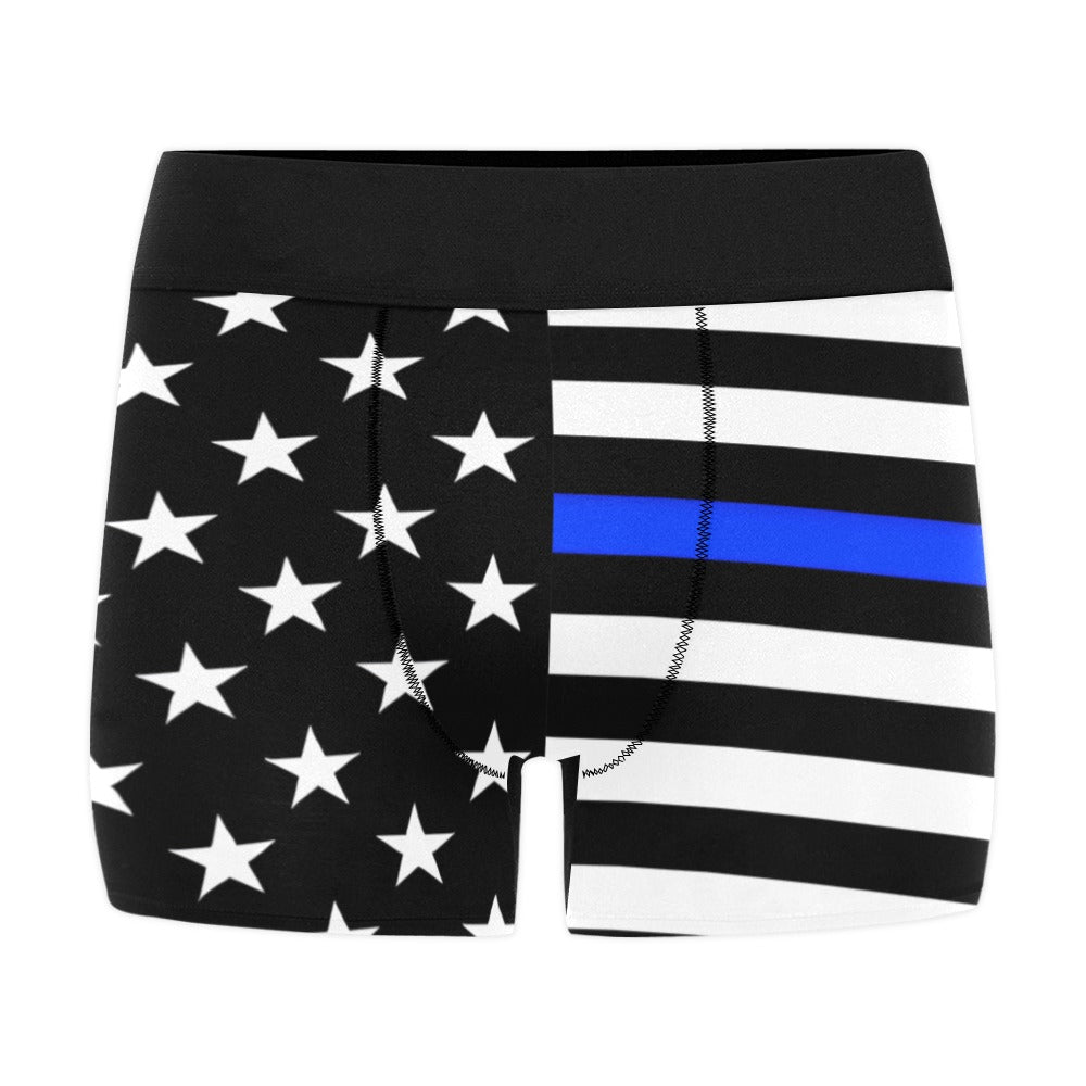 Thin Blue Line Flag Inspired Mens Boxer Briefs Made in the USA