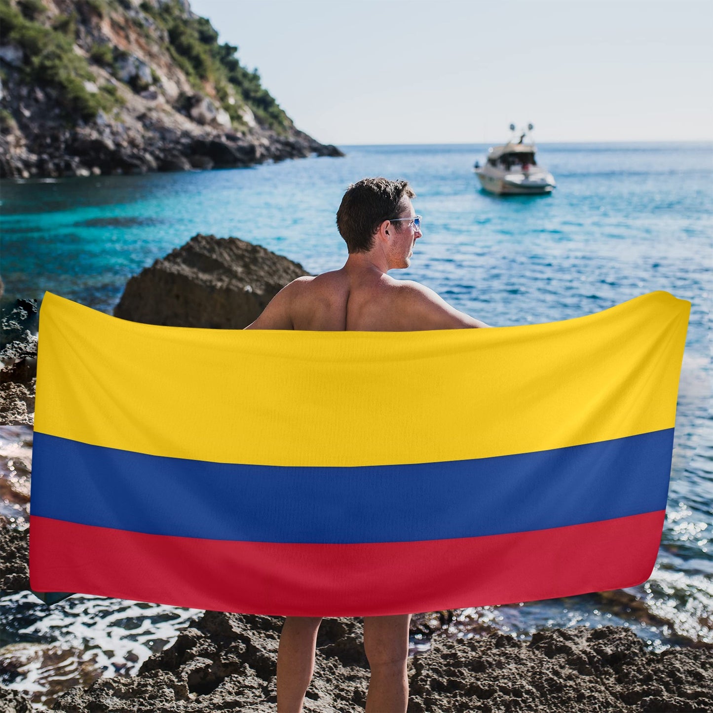 Colombia Flag Inspired Beach Towel 31"x71" (Made in USA)