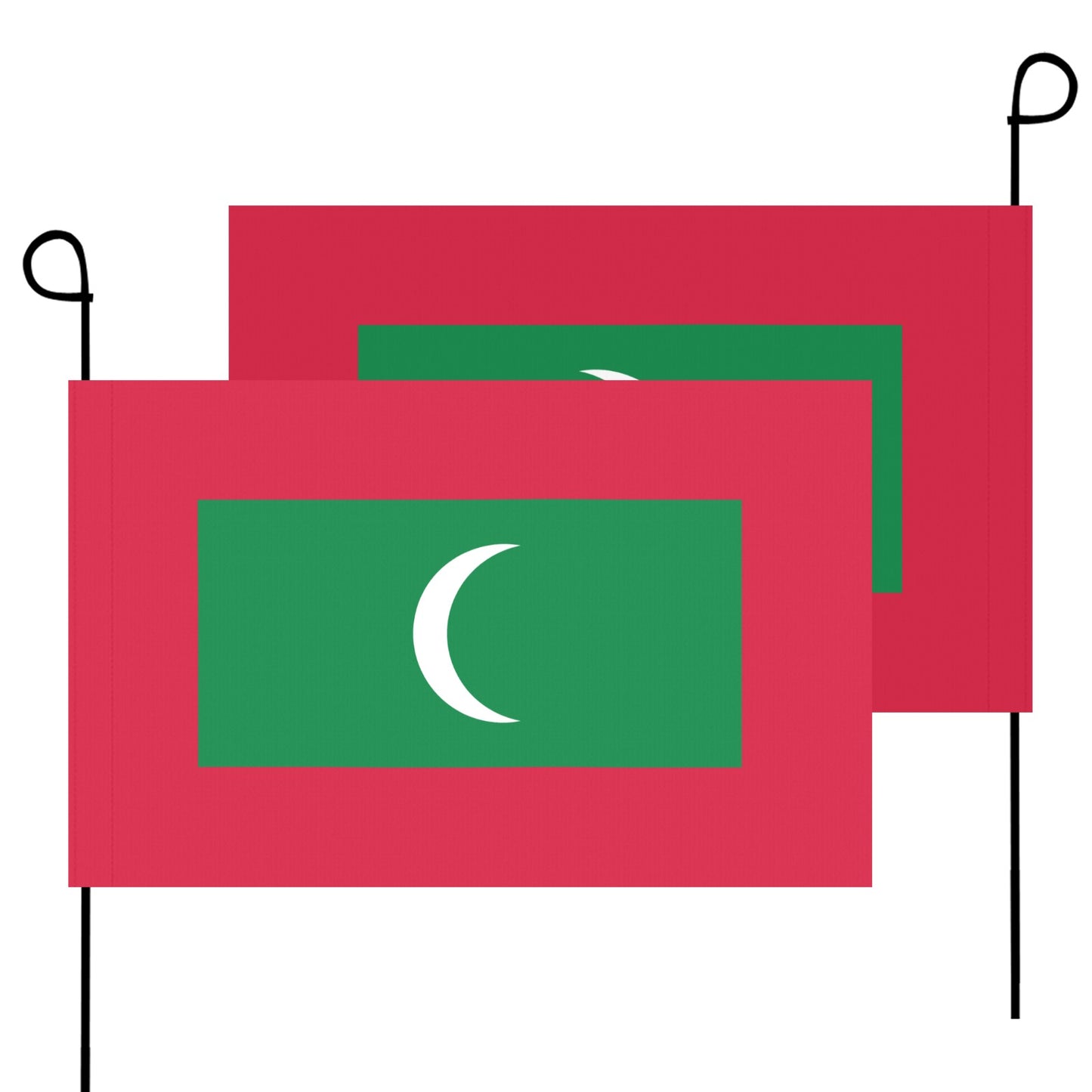 Two Maldives flags by Luv My Flag, red and green.