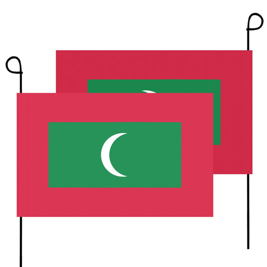 Two Maldives flags by Luv My Flag, red and green.