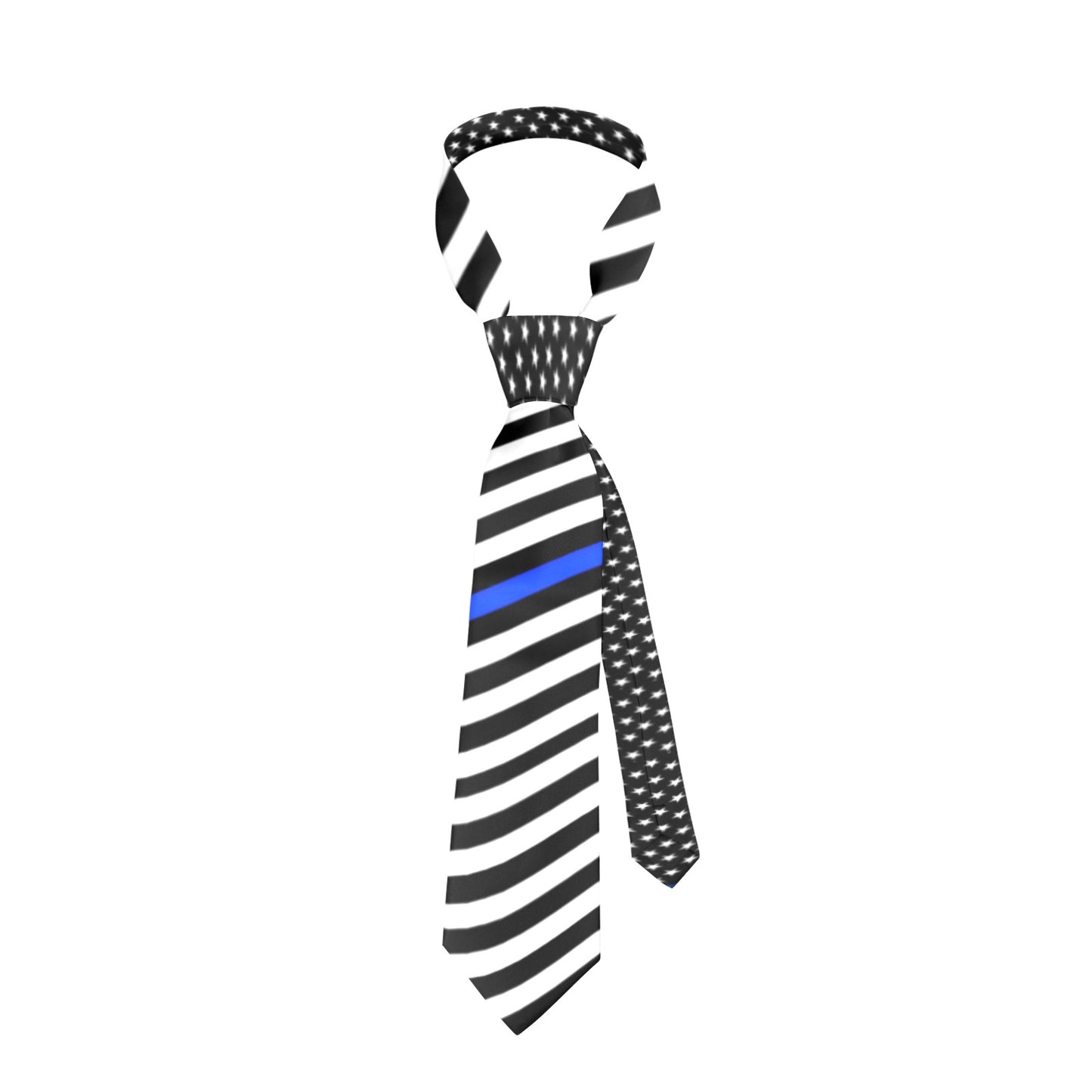 Thin Blue Line Flag Inspired Style-2 Classic Necktie (Two Sides)