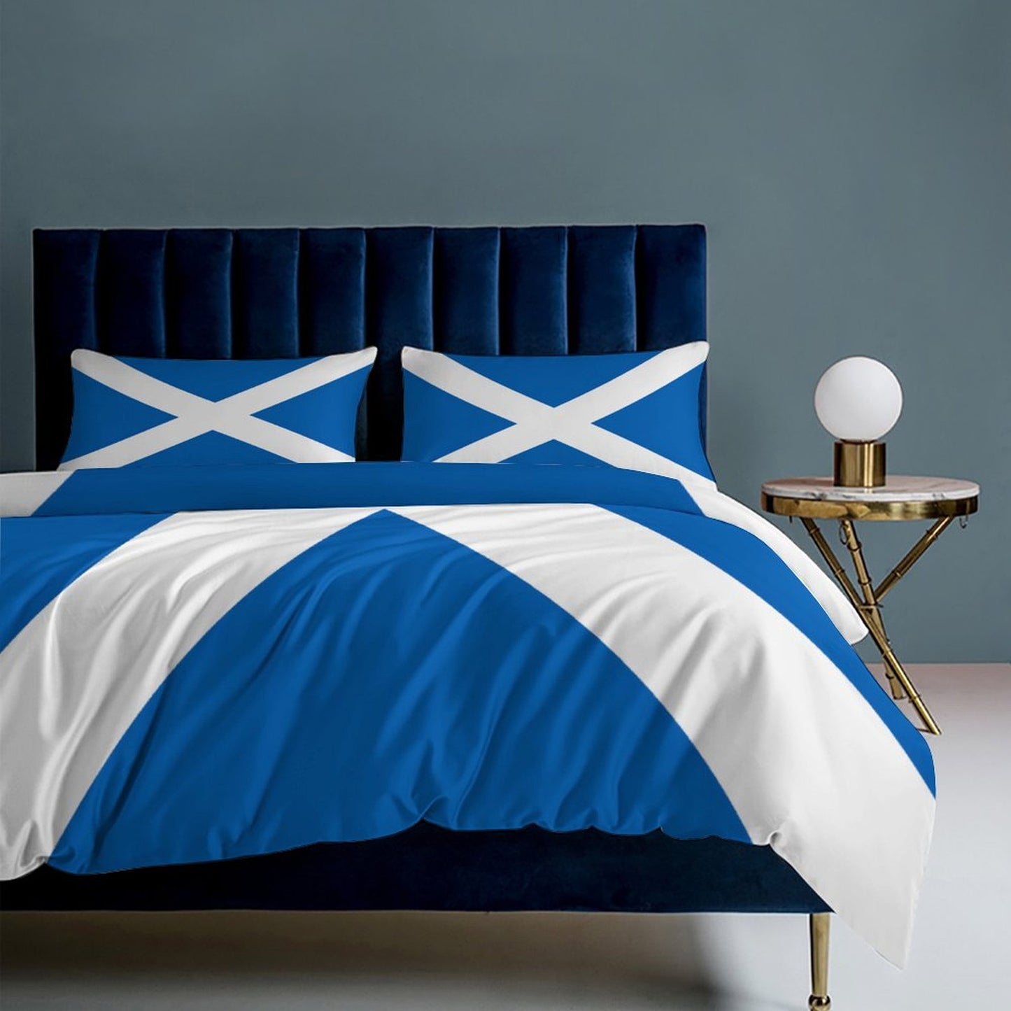 Scotland Flag Inspired 3-Piece Bedding Set (1 Duvet Cover + 2 Pillow Shams) – 102"×90"
