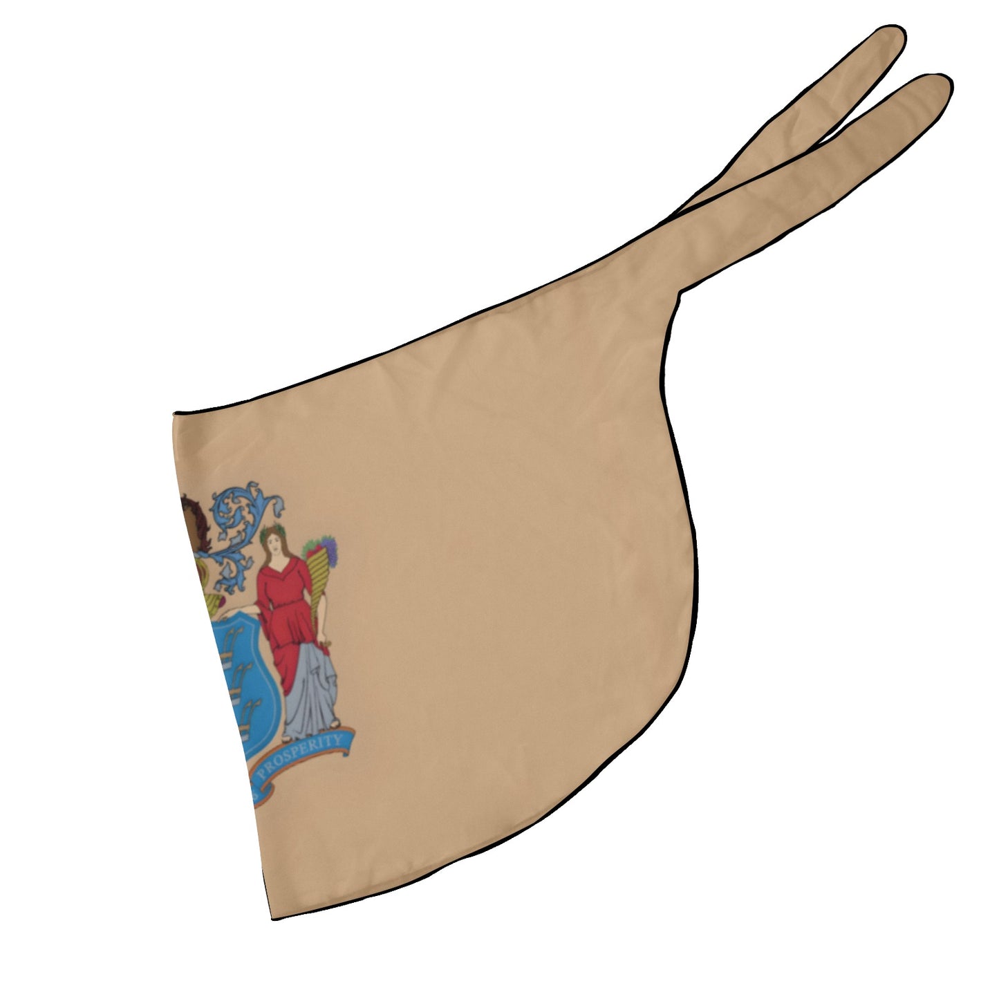 Tan Luv My Flag apron featuring New Jersey emblem design.