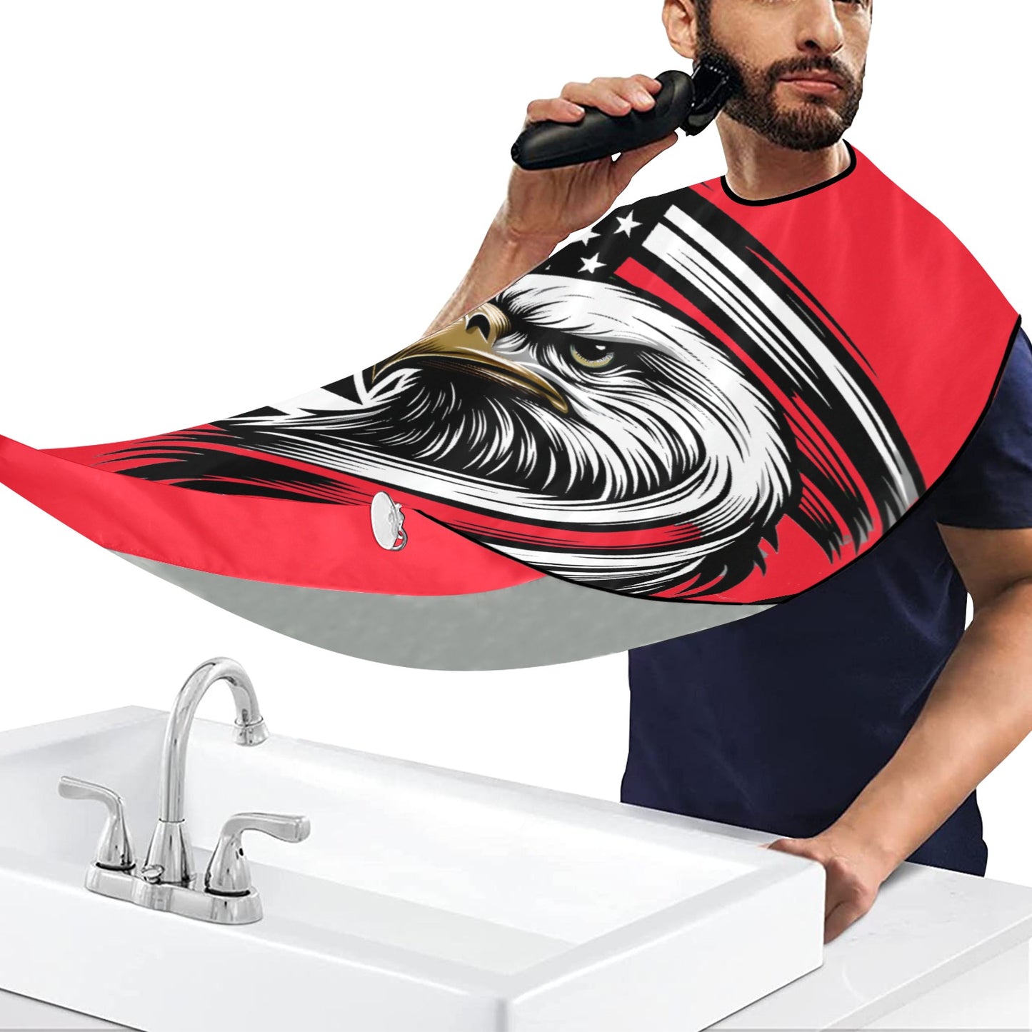 Thin Red Line Flag Eagle Beard Bib Apron for Men Shaving & Trimming
