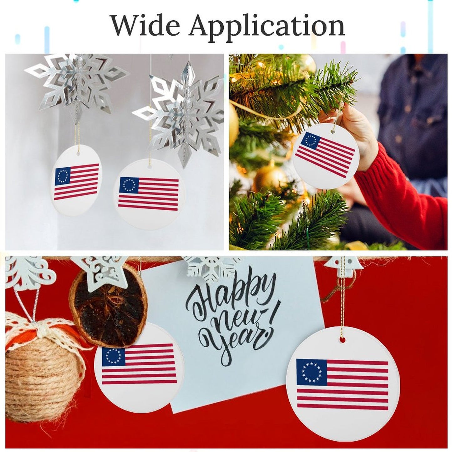 Betsy Ross Flag Inspired Circle Ceramic Ornament Made in USA Circle Ceramic Ornament (Made in USA)
