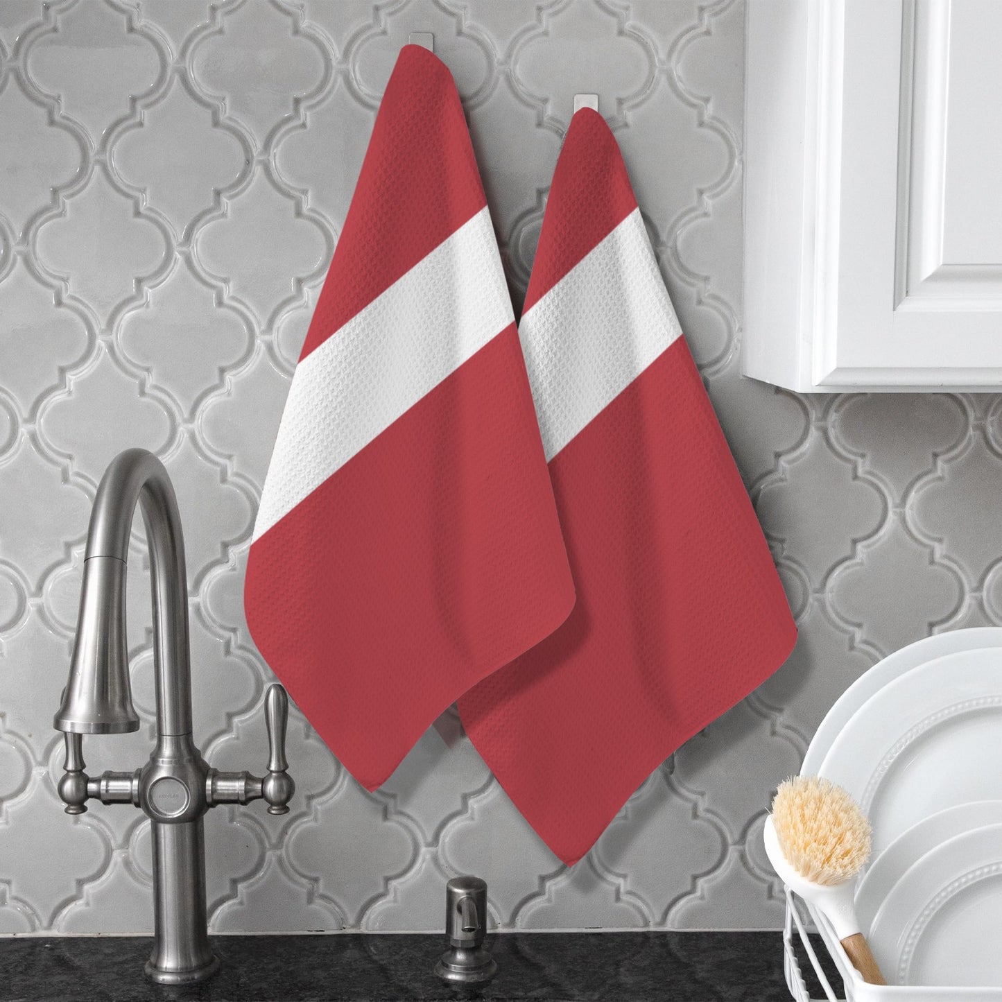 Denmark Flag Inspired Kitchen Towel 40X60cm (Pack of 2) (Made in the USA)