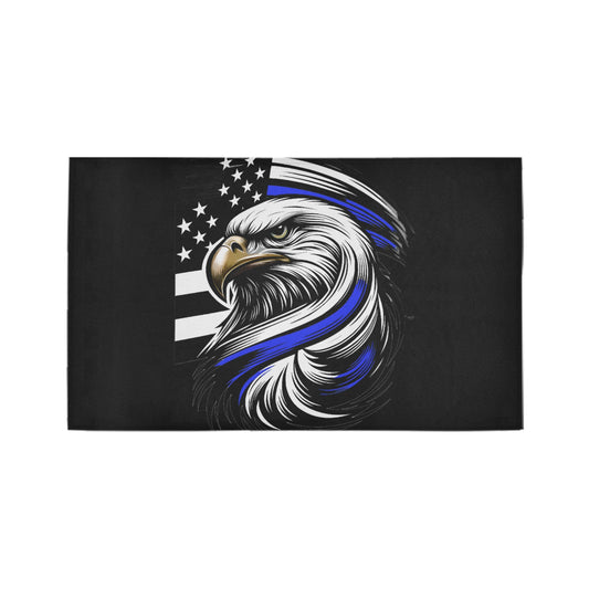 Thin Blue Line Flag Inspired Eagle Doormat 30" x 18" (Sponge Material)