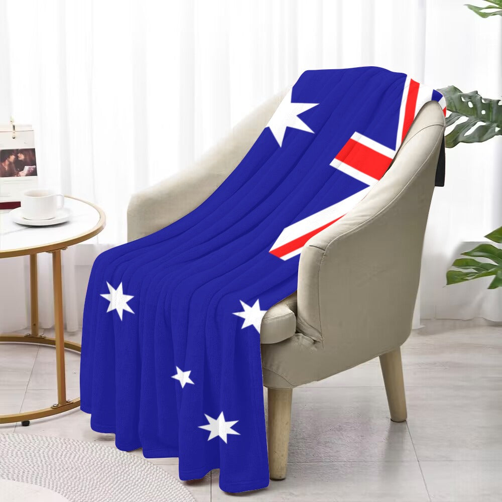 Blue Luv My Flag blanket featuring decorative white stars.