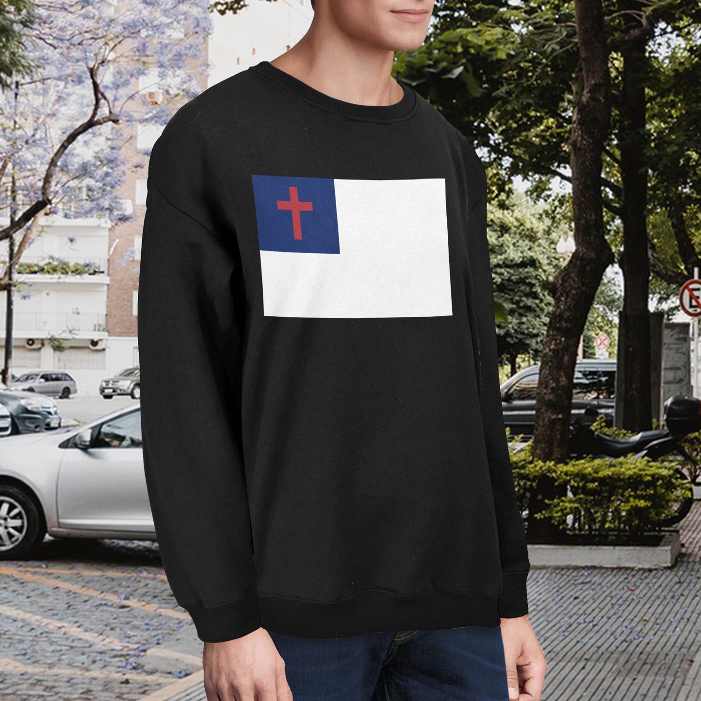 Christian Flag Unisex Fleece Sweatshirt (Made in the USA)